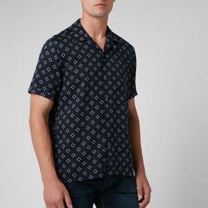 Ted Baker Navy Collared Short Sleeve Button Up in Large